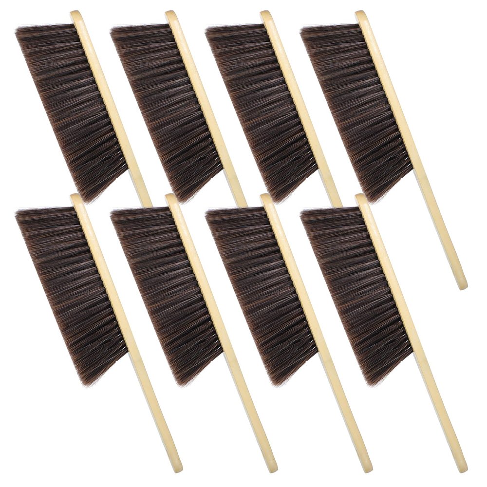 Yuanchu 8 Pieces Hand Broom Brush, Natural Wooden Dust Brush Soft Bristles Dusting Cleaning Brush Long Handle Whisk Broom Brush Air Broom for Cleaning Car Bed Sofa Fireplace Clothes Bench Furniture