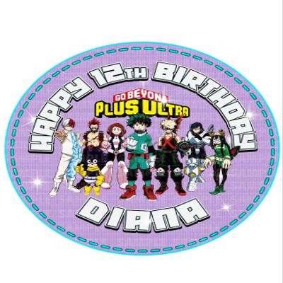 7.5 Inch Edible Cake Topper Hero Academy Plus Ultra Themed Birthday Party Collection of Edible Cake Decorations round