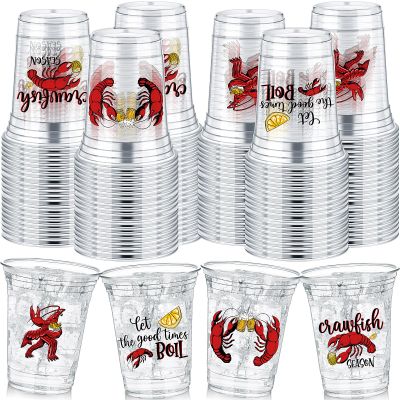 Havawish 100 Pcs Crawfish Cups Bulk 12 oz Clear Plastic Tumblers