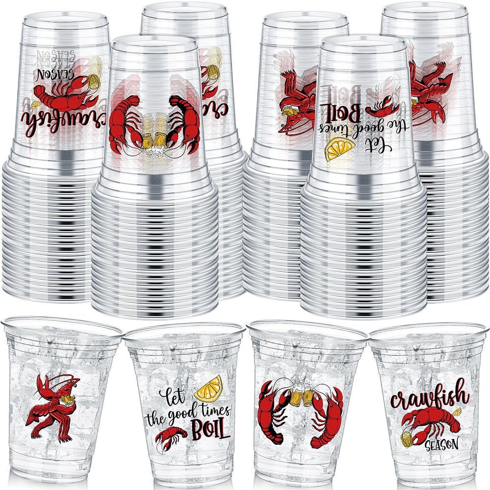 Havawish 100 Pcs Crawfish Cups Bulk 12 oz Clear Plastic Tumblers