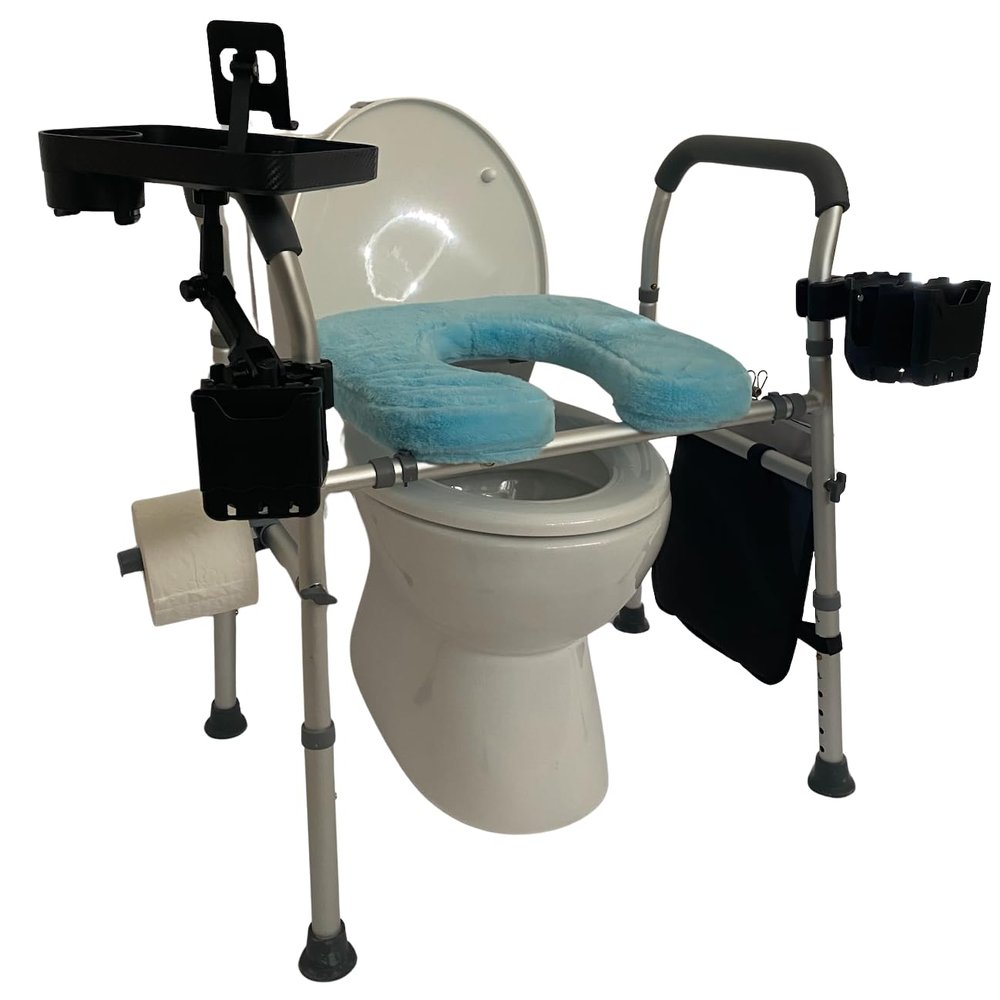 Raised Toilet Seat with Handles, Toilet Seat Riser for Seniors with Adjustable Height & Width, 500lb Handicap Elevated Toilet Seat for Elderly, Pregnant, Fit Any Toilet