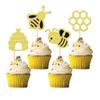 Cyodoos 24 PCS Bumble Bee Cupcake Toppers Bumble Bee Party Decorations for Kids Girls Birthday Baby Shower Honey Bee Themed Party Supplies view 1