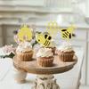 Cyodoos 24 PCS Bumble Bee Cupcake Toppers Bumble Bee Party Decorations for Kids Girls Birthday Baby Shower Honey Bee Themed Party Supplies view 2