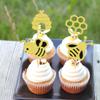 Cyodoos 24 PCS Bumble Bee Cupcake Toppers Bumble Bee Party Decorations for Kids Girls Birthday Baby Shower Honey Bee Themed Party Supplies view 3