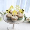 Cyodoos 24 PCS Bumble Bee Cupcake Toppers Bumble Bee Party Decorations for Kids Girls Birthday Baby Shower Honey Bee Themed Party Supplies view 4