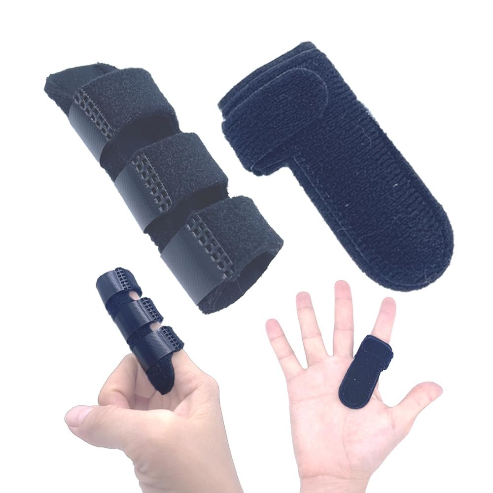 Dokoshia Finger Splints for Trigger Finger Support Adjustable Finger Brace for Mallet Finge, Tendon Injury Recovery Lightweight, Breathable Finger Protector for Left or Right Hand (One Size, T&M)