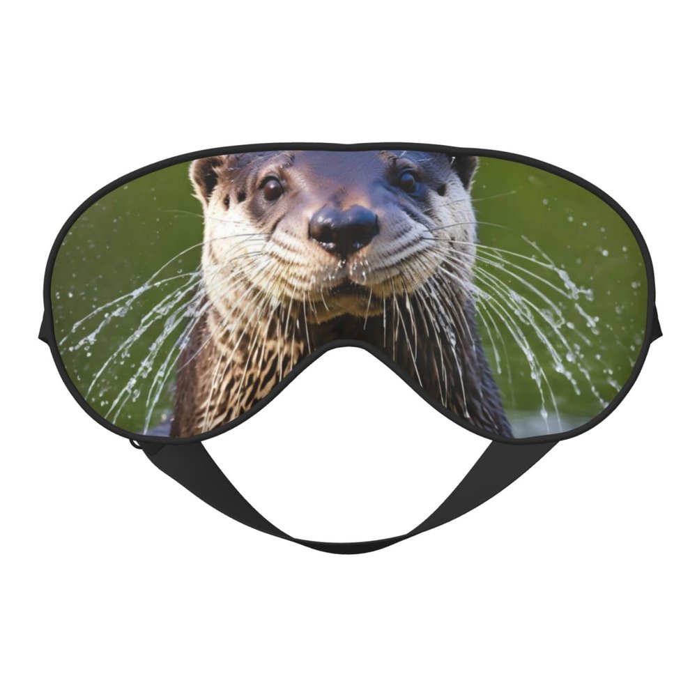 Animal Cute Brown Otters Print Double-Sided Eye Mask,Soft Eye Shade Cover for Travel,Night Sleeping Mask for Men Women