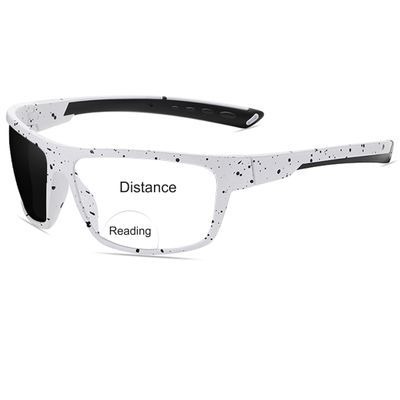 bullabulling Sports Transition Readers Sunglasses Wrap Around Readers Photochromic Bifocal Reading Glasses For Men (white+black spot, 1.0, x)