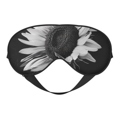 Sunflower Black Grey Printed Sleep Mask for Women Men Light Blocking Eye Mask Soft Breathable Eye Cover