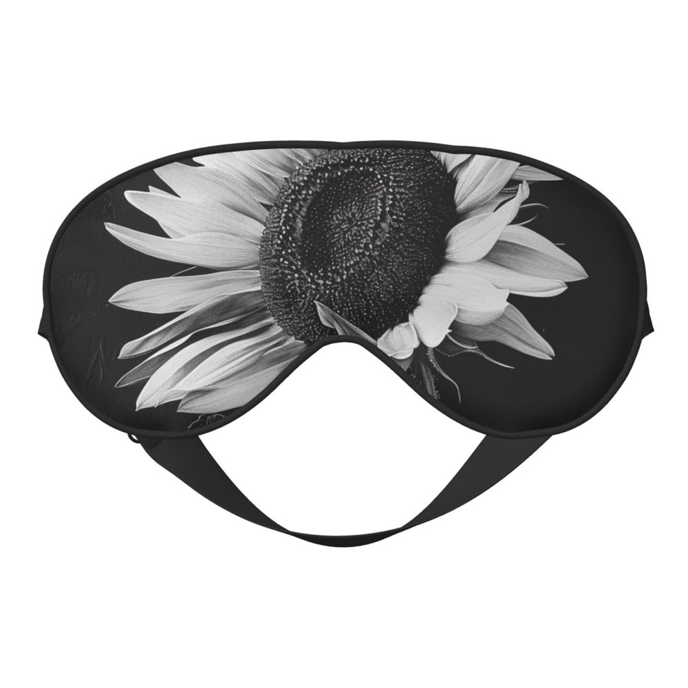 Sunflower Black Grey Printed Sleep Mask for Women Men Light Blocking Eye Mask Soft Breathable Eye Cover
