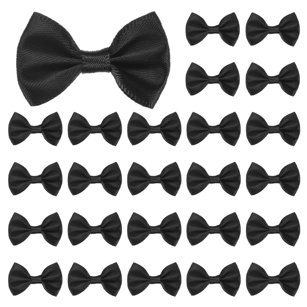 M METERXITY 60-Pack 1.5 Inch Mini Ribbon Bows|Premium Polyester Craft Bows for Gift Wrapping, Wedding Favors, DIY Hair Accessories, Christmas & Party Decoration [Black]