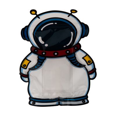 100 Pcs 6.30 inch x 7.87 inch Resealable Poly Plastic Clear Window Animal Shape Party Favor Bags, Food Storage Stand Up Pouch (Astronaut)