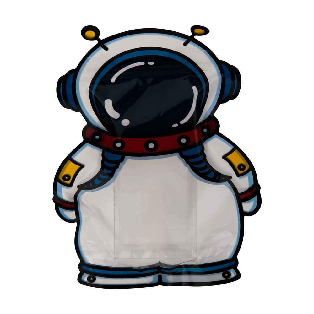 100 Pcs 6.30 inch x 7.87 inch Resealable Poly Plastic Clear Window Animal Shape Party Favor Bags, Food Storage Stand Up Pouch (Astronaut)