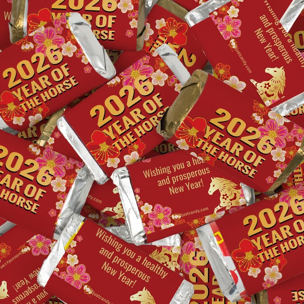 1.24lb Chinese New Year Red Wrapped Miniatures Assortment To Celebrate The Year Of The Horse - Great Candy Choice For Gifting, Dessert Tables Or Party Favors
