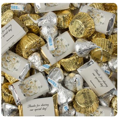 200pcs Personalized Wedding Candy Kit, Chocolate Party Favors for Guests, Candy Buffet Supplies - Floral Design