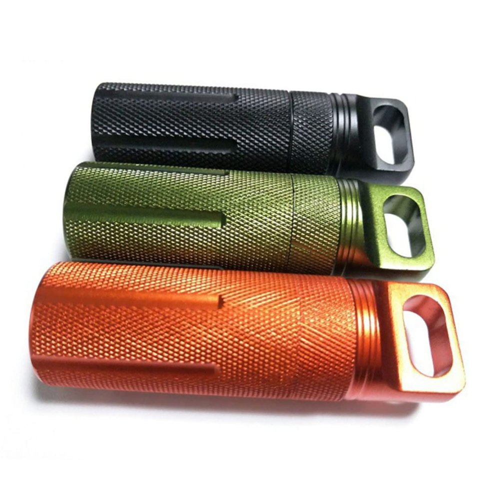NineLife Basics Keychain Fob Holder Waterproof Medicine Pill Box Aluminum Single Case Portable Small Pill Container for Outdoor Use Color