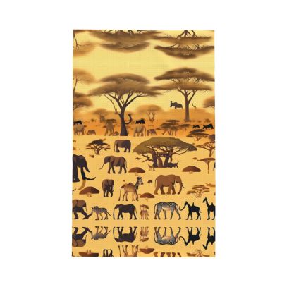 ZZYYDS Waffle Print Kitchen Towel Multipurpose Dish TowelAfrican Grassland Animals, Hand Towel for Drying and Cleaning (16 x 26 Inch)