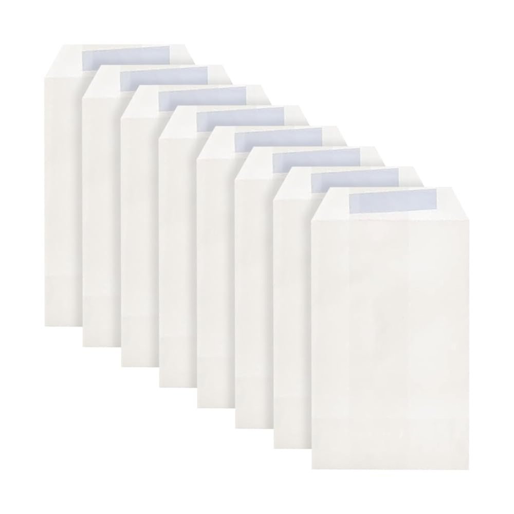 100 Pcs Small Glassine Envelopes White Paper Confetti Bags Resealable Seed Envelopes Flap Peel and Seal Envelopes Wedding Favor Envelopes for Flowers Candle 7 x 12.5cm