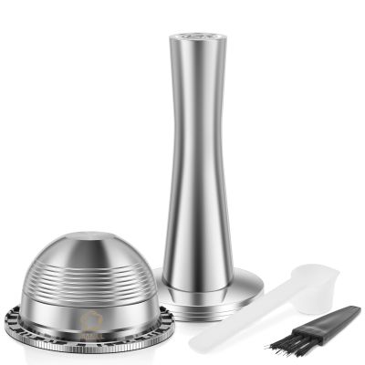 Stainless Steel Coffee Capsule Reusable Coffee Pods Practical Coffee Pod Refill Kit with Filling Spoon Brush Coffee Tamper Complete Coffee Capsule Refill Kit for Making Coffee US(70ML)