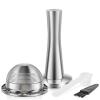 Stainless Steel Coffee Capsule Reusable Coffee Pods Practical Coffee Pod Refill Kit with Filling Spoon Brush Coffee Tamper Complete Coffee Capsule Refill Kit for Making Coffee US(70ML) view 1
