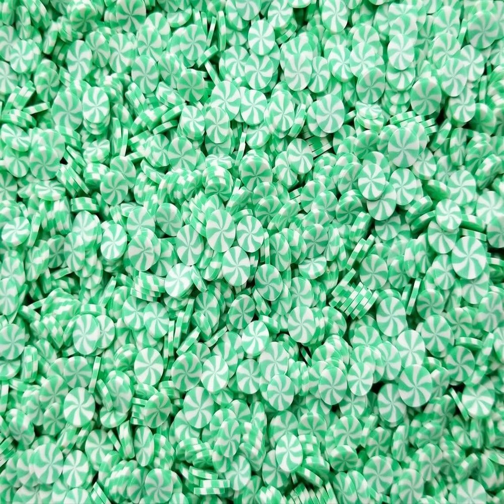 Mint Green Peppermint Polymer Clay Dessert Candy Slice Sprinkles, Nail Art Slices, Faux Dessert, Miniature Dessert (15 gram bag)