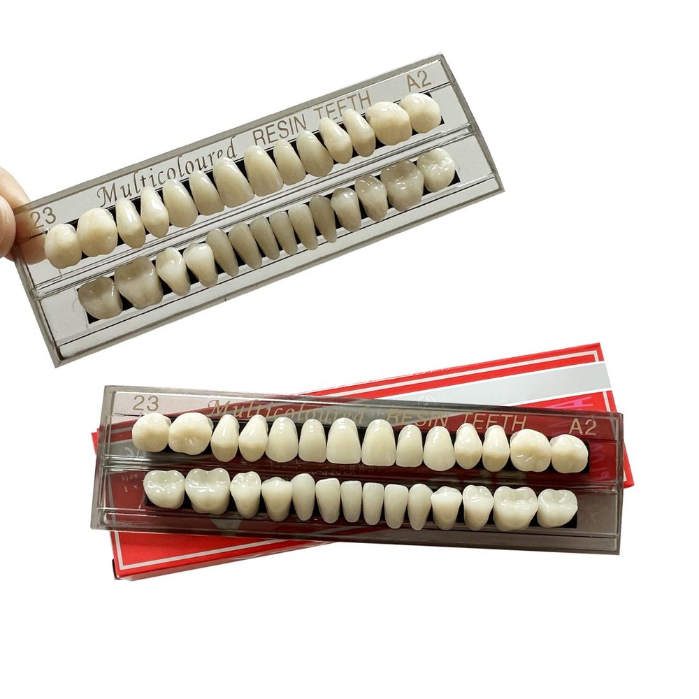 56pcs Dental Synthetic Resin Teeth Denture False Tooth Denture Model Teeth 2 Sets Halloween Horror Teeth, 23 A2