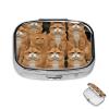 Square Pill Box 2 Compartment Medicine Pill Case Orange Cats Pill Box for Purse Pocket Waterproof Metal Pill Container Portable Pill Holder Mini Pill Organizer for Travel or Daily view 1
