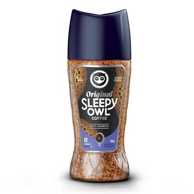 Sleepy-Owl' Original Premium Instant Coffee | 100% Arabica | Microground Technology | Ready in Seconds | Makes 50 Cups | 100g (3.52 Oz) (100, Original)