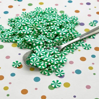 10mm Mint Green Peppermint Polymer Clay Sprinkles, Dessert Nail Art Slices, Miniature Faux Candy, Decoden Embellishments - Non Edible (30 gram bag)