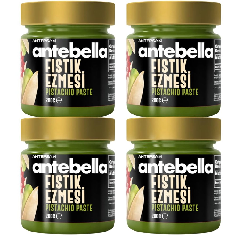 4 PACKS X PUFAI Anthap Turkish Pistachio Cream with 70% pistachios, without palm oil, Antepsan Antebella 70% Pistachio Paste 200 grams