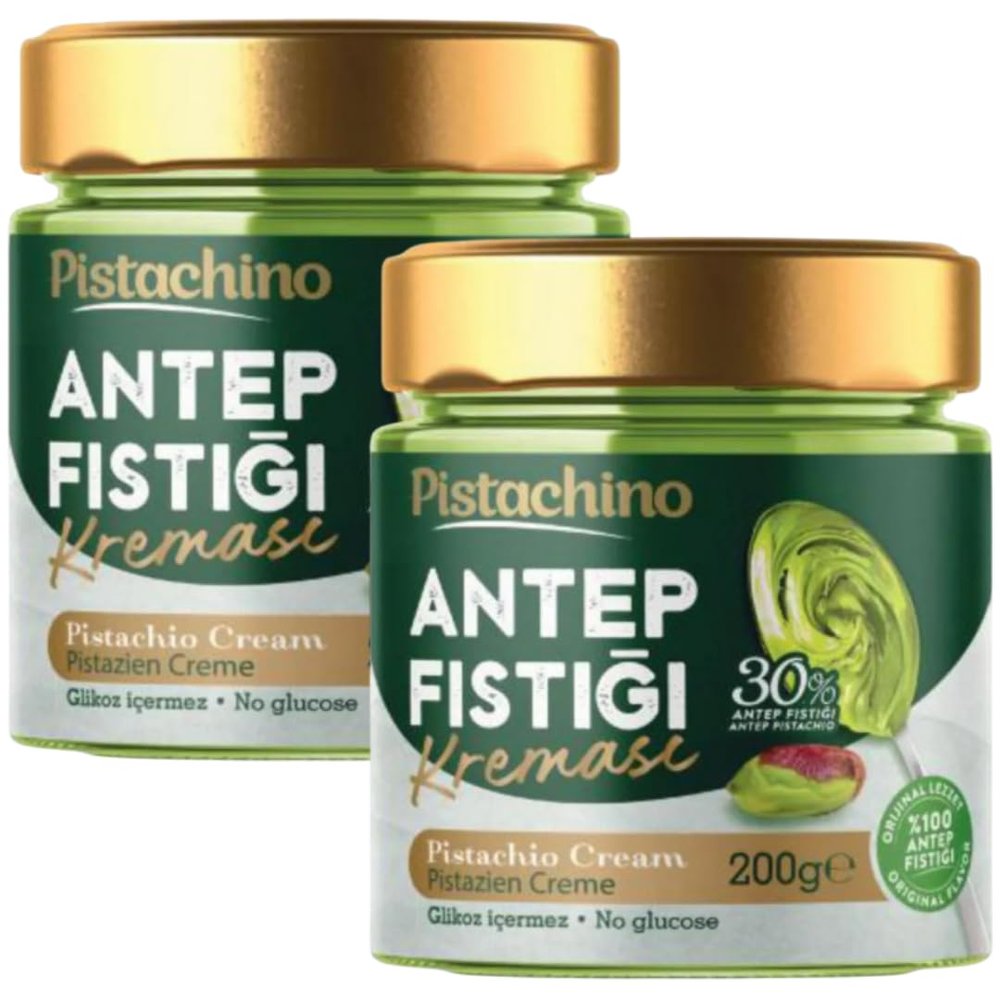 2 PACK X PUFAI Anthap Turkish Pistachio Spread Cream with 30% pistachios, without palm oil, Antepsan Antebella 30% Pistachio Paste Cream Spread 200 grams