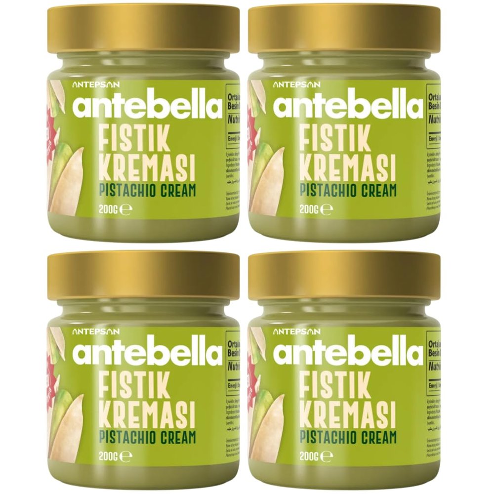 4 PACKS X PUFAI Anthap Turkish Pistachio Cream with 30% pistachios, without palm oil, Antepsan Antebella 30% Pistachio Paste 200 grams