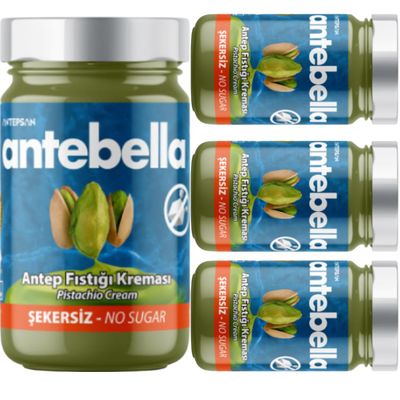 4 PACKS X PUFAI Anthap Turkish Pistachio Cream with 30% pistachios, without palm oil, Antepsan Antebella Sugar Free 30% Pistachio Paste 200 grams