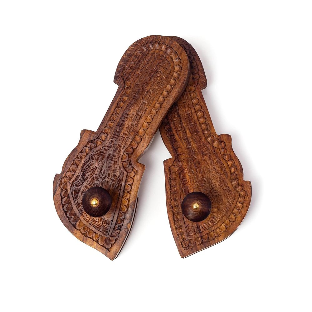 Boscaiola24 Wooden Khadau Pooja Articles, Charan Paduka, Wooden Slipper, Wooden Sandals, Khadau for Worship Neuropathy
