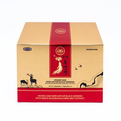 1 Box Set - Hoang Sam Black Ginseng with Reishi Mushroom Extract - Cao Cot Tu Quy Dai Bo - 120 g Glass Jar with 2 Glass Jar per Order - Product of South Korea