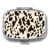 Cow Print Pill Organizer Square Medicine Case with Mirror Daily Pill Boxes for Purse Mini Medicine Storage Container Box Compact Pill Holder for Vitamins view 1