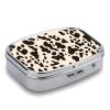 Cow Print Pill Organizer Square Medicine Case with Mirror Daily Pill Boxes for Purse Mini Medicine Storage Container Box Compact Pill Holder for Vitamins view 3