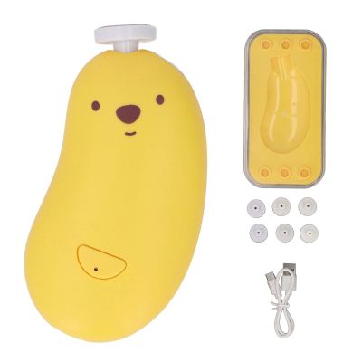 BTSEURY Baby Nail Trimmer, Electric Nail Clipper, Gentle Baby Nail Clipper Multi Speed Rechargeable Portable Nail Grooming Care Kit with 6 Grinding Heads (Yellow)