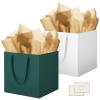 HONTIUS Extra Large Black Gift Bag Bags, 2PCS 11.8'' Square Giant xl Gift Bag with Tissue Paper and Card for Wedding Birthday Presents Christmas Gifts Green White view 1
