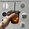 12oz Disposable Stemless Glasses with Flat Lids and Straws,PET Disposable Drinking Cups,Clear Plastic Wine Glasses for Parties Birthday,Wedding,Meeting,Christmas Party Supplies. (50, Black) view 2