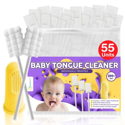 Trueocity Baby Tongue Cleaner Newborn Soft Oral Cleaner for Infants, Gum & Mouth Cleaning for 0-3 Month Babies, Easy to Use and Safe for Daily Hygiene Best Value Pack of 55 Units