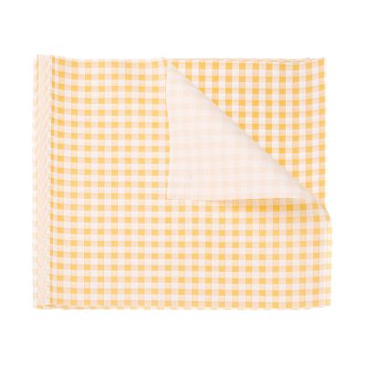 HARFINGTON 30pcs Square Checkered Wax Paper Sheets 10" x 10" Oil-absorbing Dry Food Wrapping Paper for Sandwich Baking Paper Liners Picnic Basket Bread Hamburger Wrap Kitchen, Yellow
