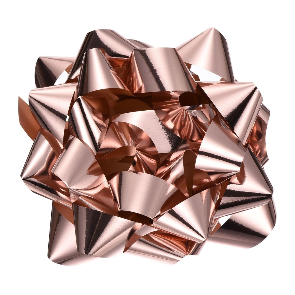 MECCANIXITY 10 Inch Large Gift Bow Self Adhesive Metallic Christmas Bows Rose Gold for Gift Wrapping, Present Baskets, Party Decoration, Holiday, Wedding 2Pcs