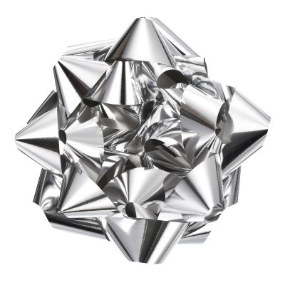MECCANIXITY 10 Inch Large Gift Bow Self Adhesive Metallic Christmas Bows Silver for Gift Wrapping, Present Baskets, Party Decoration, Holiday, Wedding 2Pcs