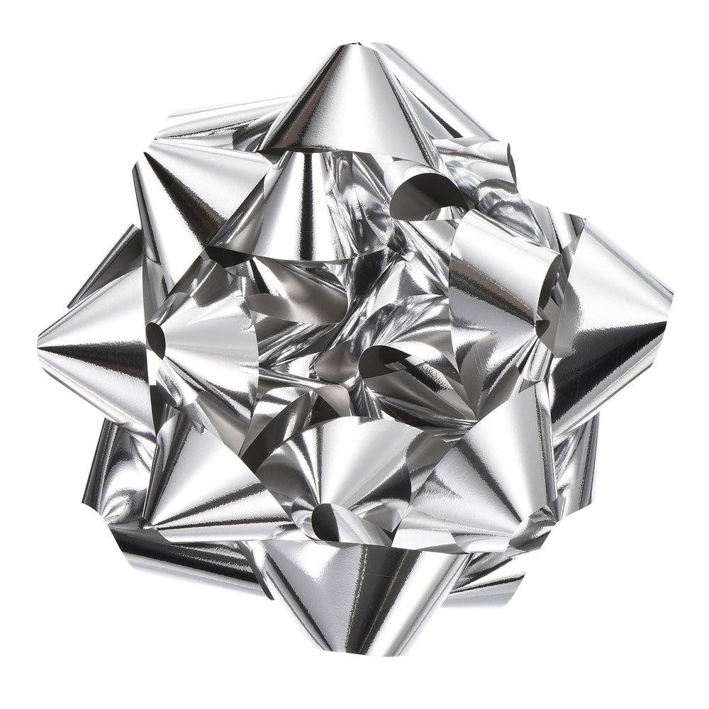 MECCANIXITY 10 Inch Large Gift Bow Self Adhesive Metallic Christmas Bows Silver for Gift Wrapping, Present Baskets, Party Decoration, Holiday, Wedding 2Pcs