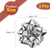 MECCANIXITY 10 Inch Large Gift Bow Self Adhesive Metallic Christmas Bows Silver for Gift Wrapping, Present Baskets, Party Decoration, Holiday, Wedding 2Pcs view 2