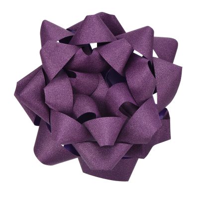MECCANIXITY 2Pcs 8 Inch Large Gift Bow Glitter Self Adhesive Christmas Bows Purple for Gift Wrapping, Present Baskets, Party Decoration, Holiday, Wedding
