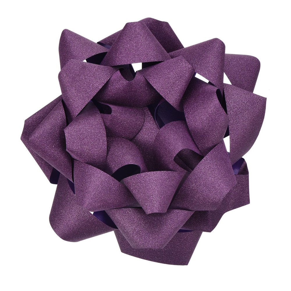 MECCANIXITY 2Pcs 8 Inch Large Gift Bow Glitter Self Adhesive Christmas Bows Purple for Gift Wrapping, Present Baskets, Party Decoration, Holiday, Wedding