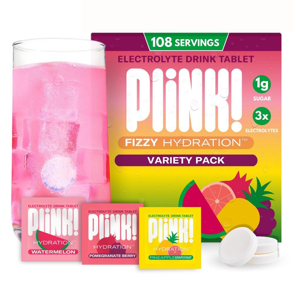Plink! Fizzy Electrolyte Drink Tablets for Daily Hydration - 108ct Electrolyte Tablets + Sodium, Potassium, Magnesium, Low-Calorie, Low-Sugar Keto Electrolytes Powder Hydration Packets Water Flavoring