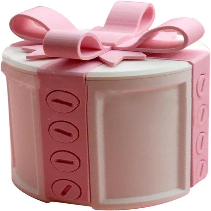 3d Annoying Gift Box,Annoying Screw-Top Puzzle With Bow Hidden Compartment Adults Prank Screw For Holiday Novelty Desktop Decoration Boxs (Pink)